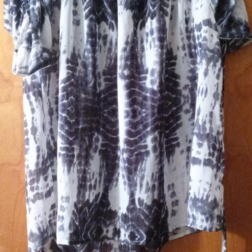 Tie dye semi-sheer off shoulder blouse
